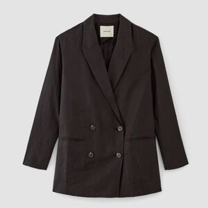 NWOT Everlane The Linen Double Breasted Linen Blazer Sz 0 Black
